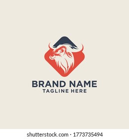 Bull head mascot. Vector illustration for use as print, poster, sticker, logo, tattoo, emblem and other.