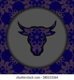 bull head on the grey background. silhouette. stock vector