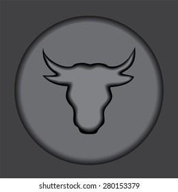 bull head on the grey background. silhouette. stock vector