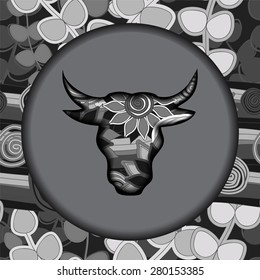 bull head on the grey background. silhouette. stock vector