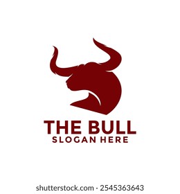 Bull Head Red Color Long Horn logotipo do vetor inspiração