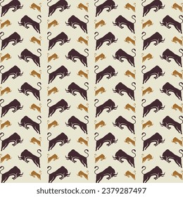 Bull head seamless pattern repeating colorful elements trendy vector illustration background