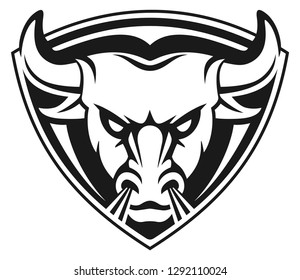 Bull head shield emblem design