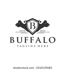 bull head shield illustration logo design