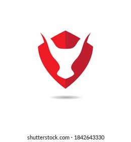 Bull head with shield logo images illustration design