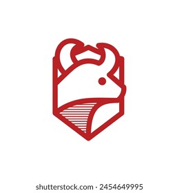 Bull Head with Shield Modern Simple Logo design
