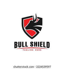 bull head shield vector illustration logo design