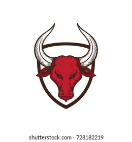 bull head shield vector illustration