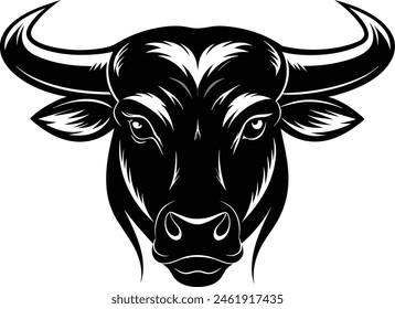 A bull head silhouette black vector artwork illustration