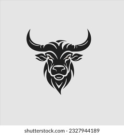 BULL head silhouette symbol, simple bull logo design