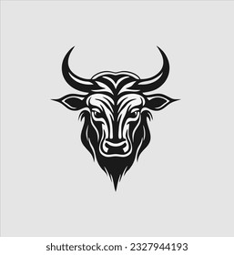 BULL head silhouette symbol, simple bull logo design
