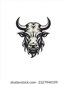 BULL head silhouette symbol, simple bull logo design