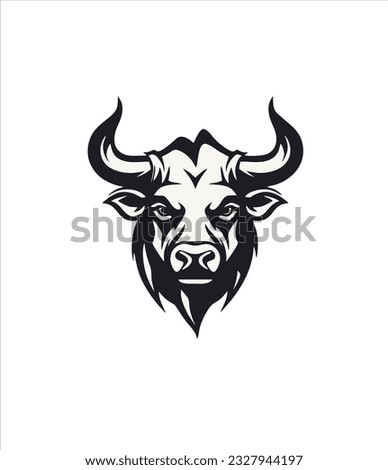 BULL head silhouette symbol, simple bull logo design
