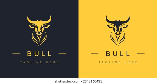 Bull head simple logo template minimal bull vector logo for company organization business bull logo editable template. 