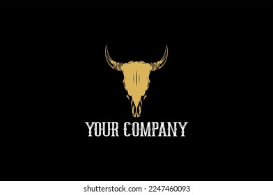Bull Head Skull Vector Logo Design