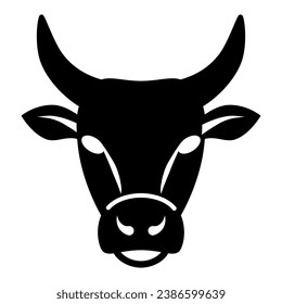 Bull Head solid icon, Farm animals concept, cattle sign on white background, Bull Head silhouette icon in glyph style for mobile concept and web design. Vector graphics