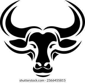 Bull head tattoo, tattoo illustration, vector on a white background.