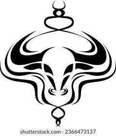 Tatuaje de la cabeza de toro, ilustración del tatuaje, vector sobre un fondo blanco.