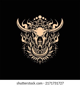 bull head tattoo vector design