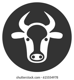 Bull Head vector icon. Flat gray symbol. Pictogram is isolated on a white background. Designed for web and software interfaces.