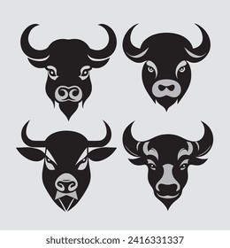 Bull Head vector icon set. This is an editable and printable high quality vector eps file.