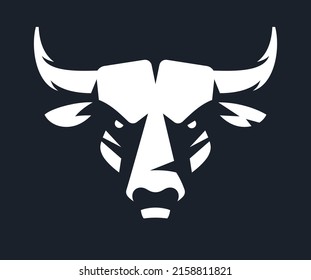 Bull head vector illustration in black and white colors