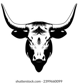 Bull head vector illustration. black and white bull figure head