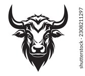 Bull head vector illustration. buffalo head isolated on white background