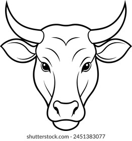 


      Bull head vector illustration with line art.