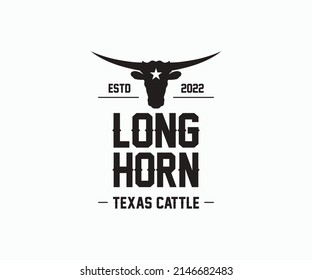 Bull Head Vector Logo Concept Illustration, Buffalo Head Logo, Texas Longhorn LogoVector.