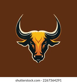 Bull head Vector Logo Icon Sports Mascot flat illustration