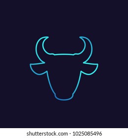 bull head vector logo, line art