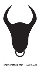 Bull head vector silhouette isolated over white
