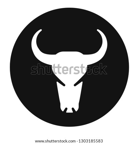 bull head white blak and white vector icon