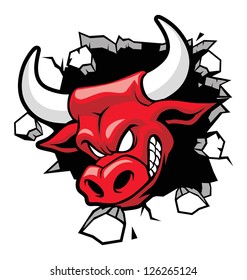 bull heading a wall