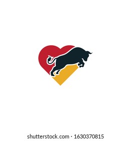 Bull heart shape concept Logo Template vector icon illustration. Bull logo	