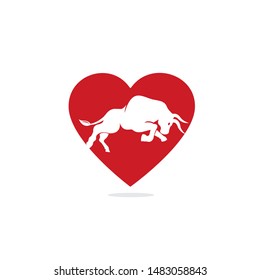 Bull heart shape vector logo design. Simple animal vector logo design template.