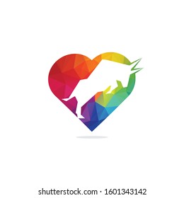 Bull heart shape vector logo design. Simple animal vector logo design template.	