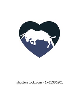 Bull heart shape vector logo design.