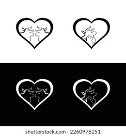 Diseño del logo vectorial de forma de corazón toro. Resumen de toros