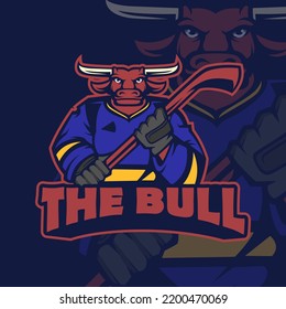 Bull Hockey Team Mascot Logo 