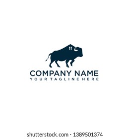 Bull Home Logo Design, Bull Real Estate Logo Design Company Template