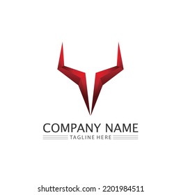 Bull horn and buffalo head cow animal  mascot logo design vector for sport horn buffalo animal mammals head logo wild matador