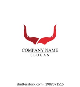 Bull horn and buffalo logo and mammals symbols template icons app