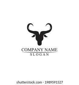 Bull horn and buffalo logo and mammals symbols template icons app