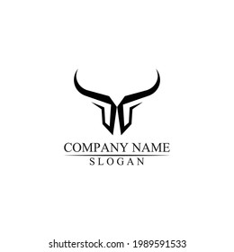 Bull horn and buffalo logo and mammals symbols template icons app