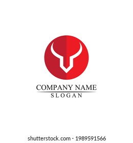 Bull horn and buffalo logo and mammals symbols template icons app