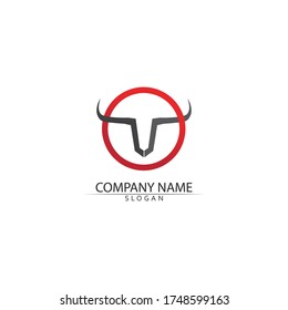 Bull horn and buffalo logo and symbols template icons app