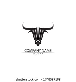 Bull horn and buffalo logo and symbols template icons app