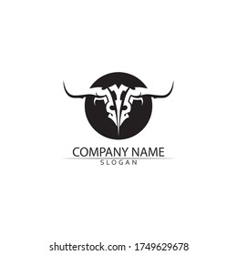 Bull horn and buffalo logo and symbols template icons app